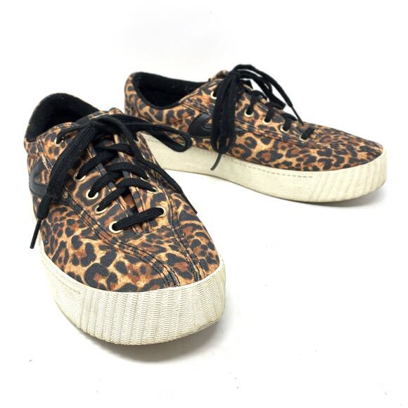 Tretorn Women's Size 8.5 Nylite Canvas Lace Up Sneaker Shoes Leopard Print - Picture 1 of 7